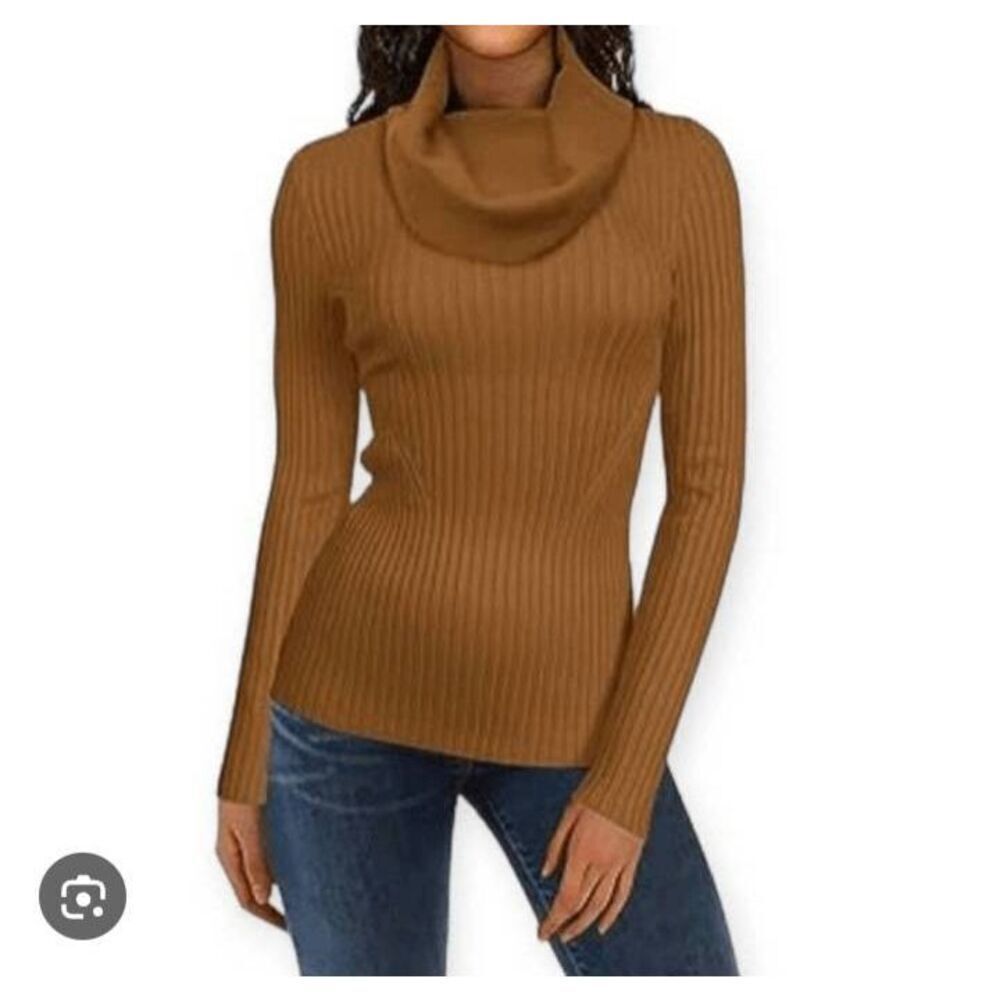 V28 Brown COWL-NECK Sweater Sz.L EUC